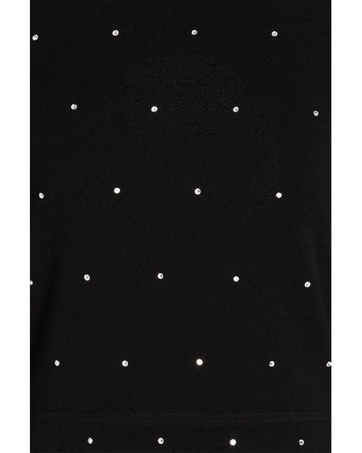 Sandro Black Midi-strickkleid mit kristallverzierung