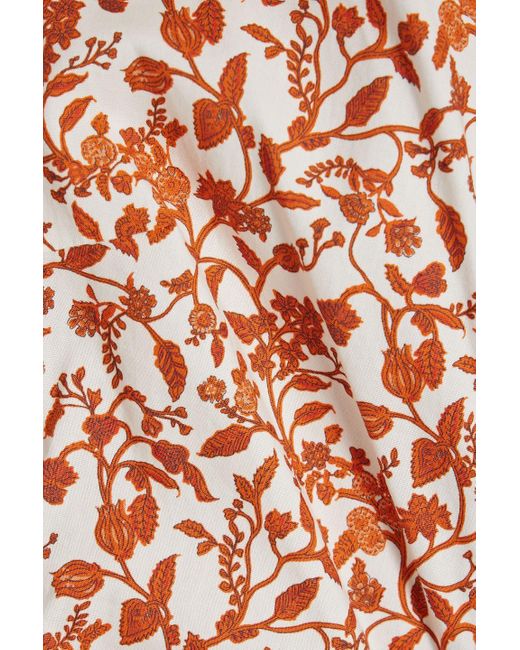 10 Crosby Derek Lam Orange Serena Printed Cotton-blend Poplin Mini Shirt Dress