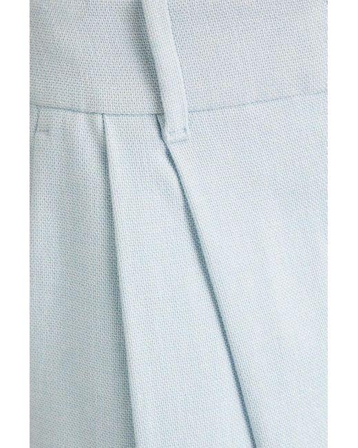 Emporio Armani Blue Pleated Cotton-blend Tapered Pants