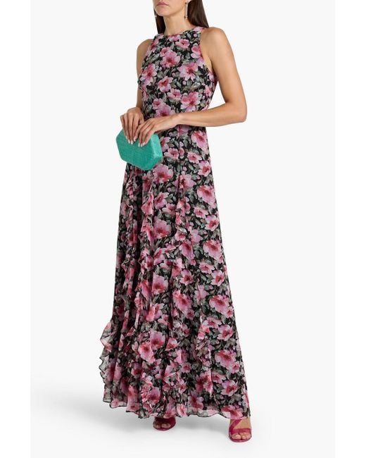 mikael aghal ruffled chiffon dress Mikael Aghal Ruffled chiffon maxi dress - Women - Black Dresses