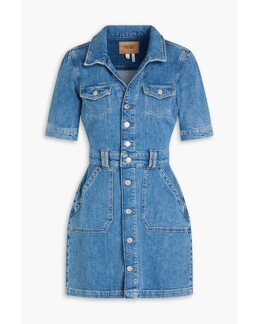 PAIGE Blue Mayslie Denim Mini Shirt Dress