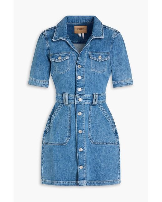 PAIGE Blue Mayslie Denim Mini Shirt Dress