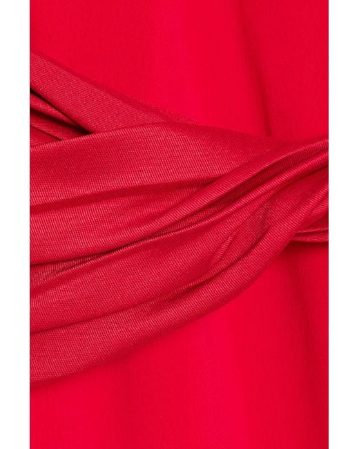 Badgley Mischka Red Off-the-shoulder Draped Ponte Gown