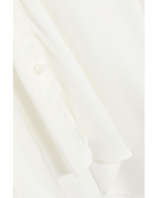 Palmer//Harding White Renewal One-shoulder Draped Satin-crepe Shirt