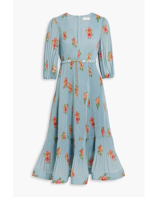 Zimmermann Synthetic Belted Floralprint Midi Dress in