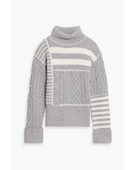 Jonathan Simkhai White Maggi Ribbed And Cable-Knit Wool And Cashmere-Blend Turtleneck Sweater