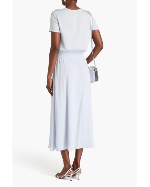 Theory White Silk-crepe Midi Skirt