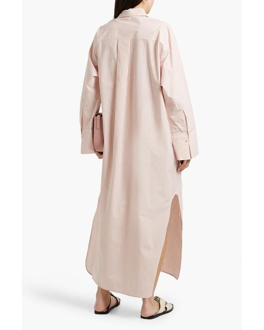 By Malene Birger Pink Perros Striped Cotton-Poplin Maxi Shirt Dress