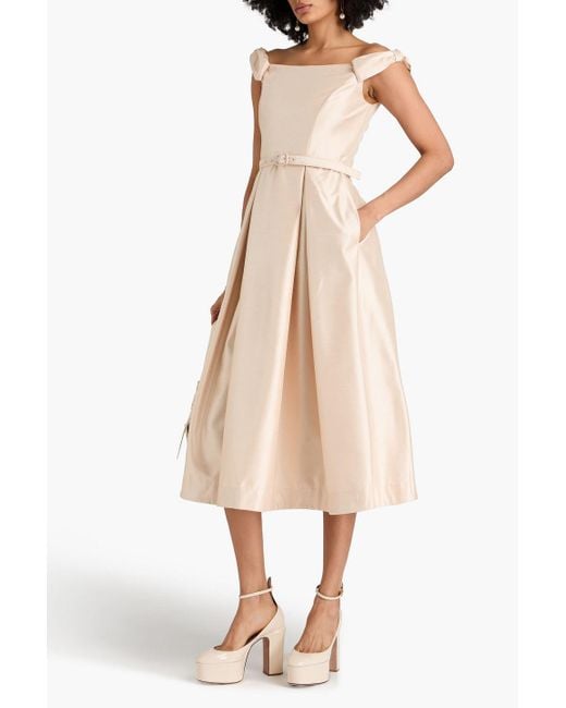 Nicholas Natural Off-the-shoulder Taffeta Midi Dress