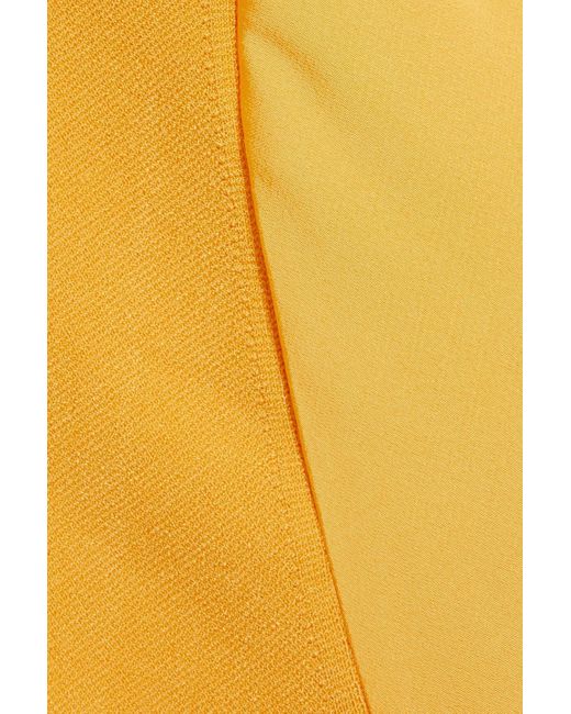 Jonathan Simkhai Yellow Rosalia Stretch-knit And Satin-crepe Top