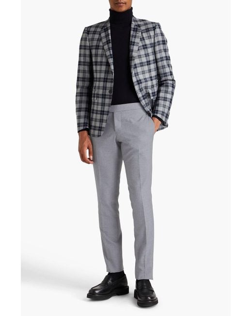 Thom Browne Gray Slim-fit Striped Wool-blend Pants for men