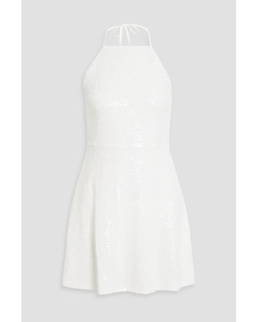 HVN White Reece Sequined Cotton-tulle Mini Dress