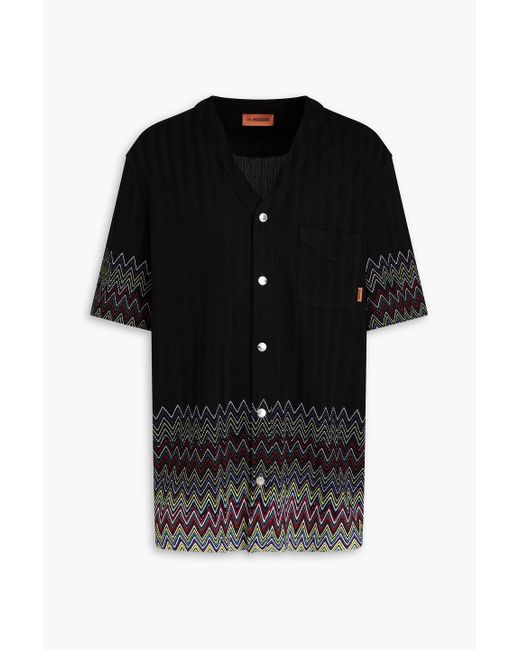 Missoni Black Appliquéd Crochet-knit Cotton Shirt for men