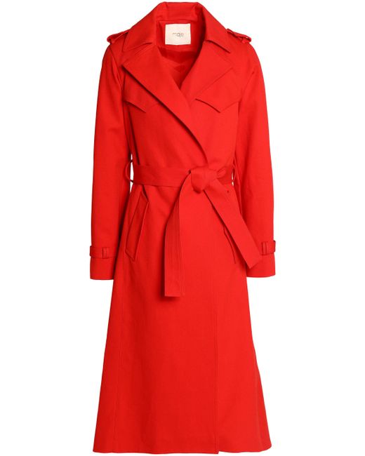 Maje Woman Goldie Cotton-gabardine Trench Coat Red