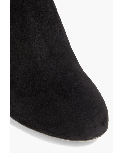 Dolce & Gabbana Black Kniehohe stiefel aus veloursleder mit zierknöpfen