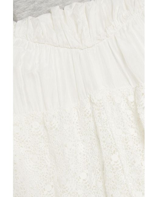 LoveShackFancy Natural Sarabi Tiered Broderie Anglaise Cotton And Lace Gown
