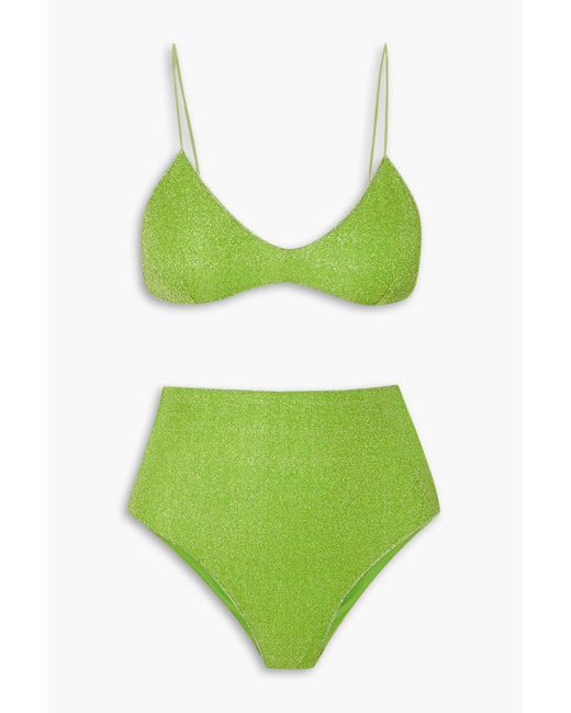 Oseree Green Lumière Metallic Triangle Bikini