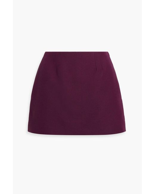 Valentino Garavani Purple Skirt-effect Wool And Silk-blend Crepe Shorts