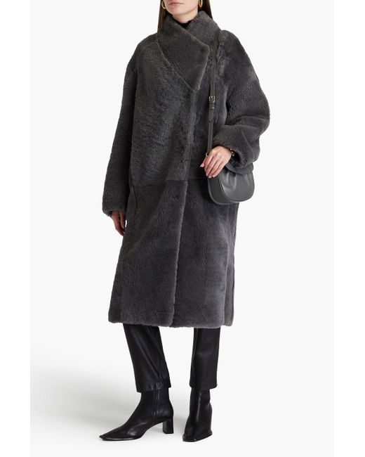 Karl Donoghue Black Wrap-effect Shearling Coat