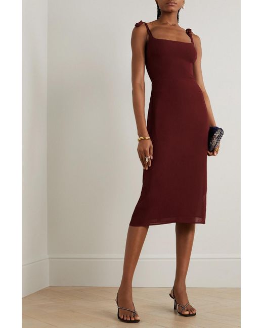 Reformation Red Besse Georgette Midi Dress