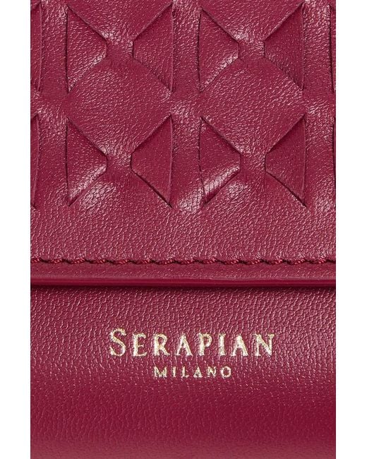 Serapian Red Woven Leather Continental Wallet
