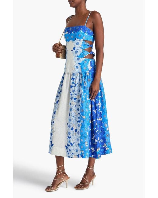 FARM Rio Cutout Knotted Floral-Print Linen-Blend Midi Dress in Blue | Lyst Canada FARM Rio Cutout Knotted Floral-Print Linen-Blend Midi Dress in Blue | Lyst Canada