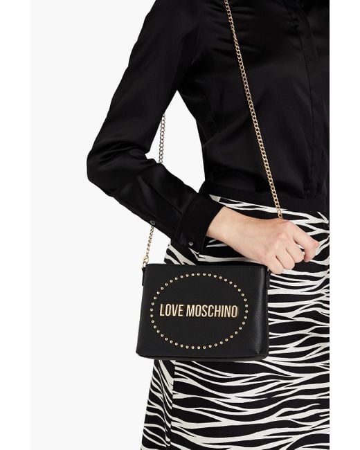Love Moschino Black Faux Textured Leather Shoulder Bag