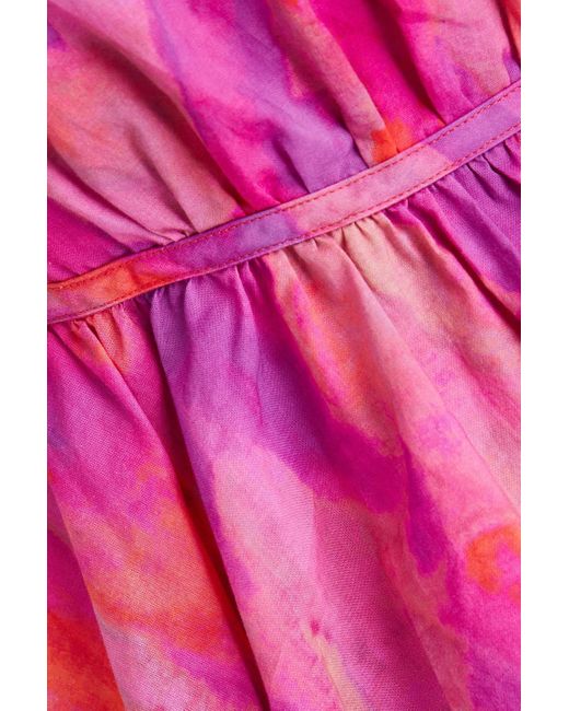 10 Crosby Derek Lam Pink Ember Ruffled Printed Cotton-poplin Wrap Top