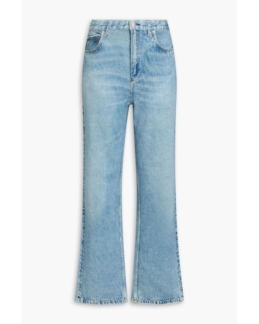 Rag & Bone Blue Miramar Shannon Denim-Effect Print French Cotton-Terry Straight-Leg Pants