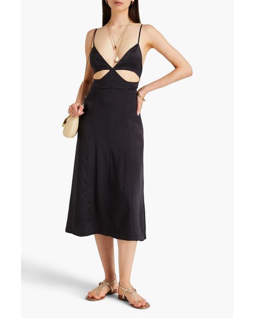 LeKasha Black Anlu Cutout Silk-charmeuse Midi Dress