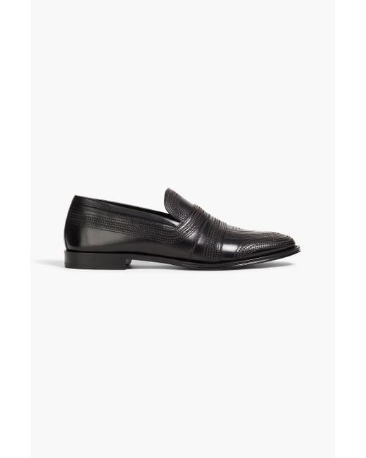 Dolce & Gabbana Black Perforated Leather Loafers for men