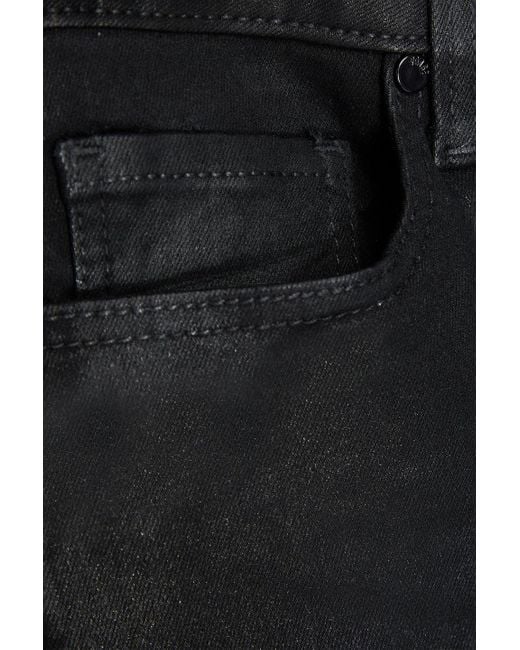 PAIGE Black Genevieve Coated High-rise Flared Jeans