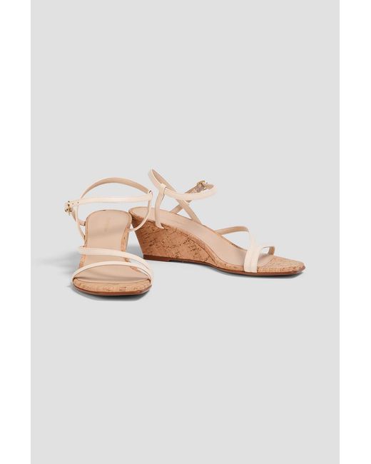 Stuart Weitzman White Oasis 50 Leather Wedge Sandals