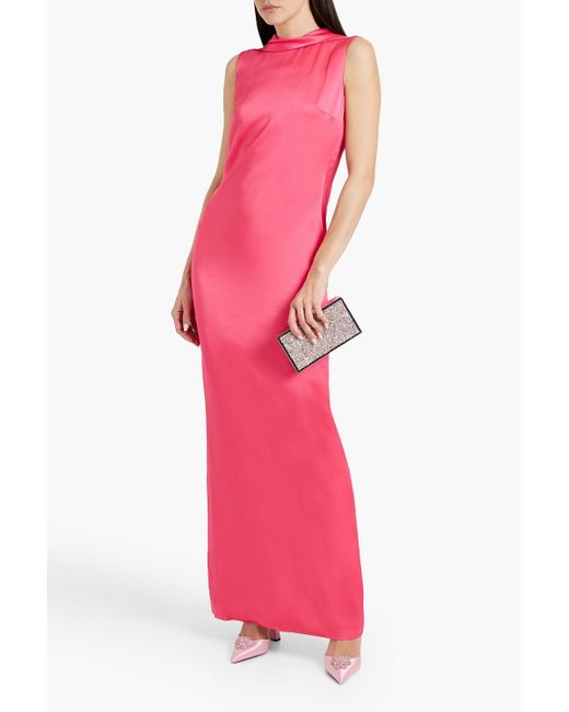 Versace Pink Draped Satin Gown