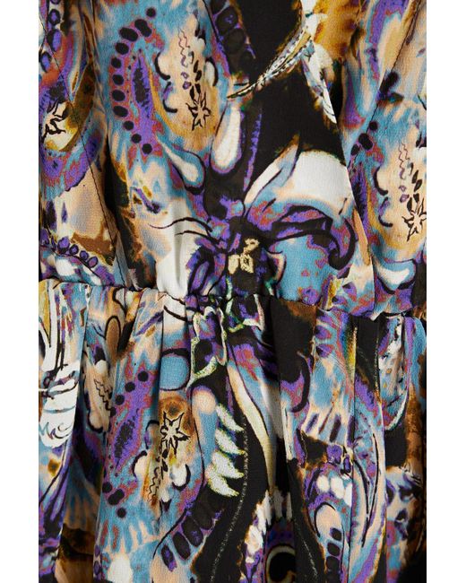 IRO Black Damie Wrap-effect Printed Crepe De Chine Mini Dress