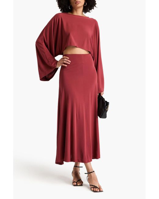 BITE STUDIOS Red Movere Cropped Stretch-jersey Top