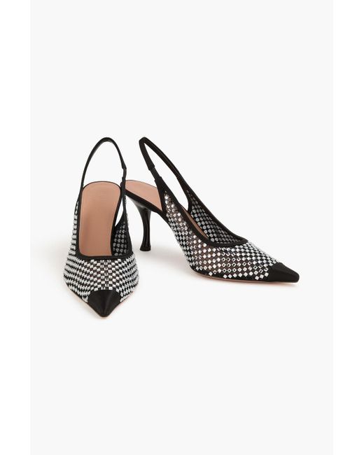 Malone Souliers Black Vesper 70 slingback-pumps aus mesh mit kristallverzierung