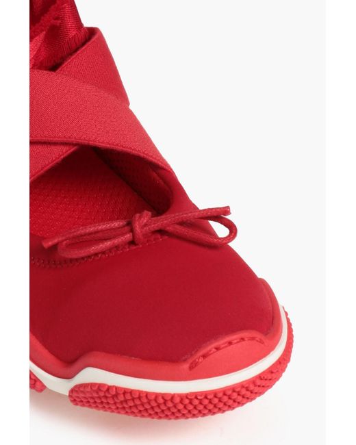 Red(v) Red Leather-trimmed Neoprene Sneakers