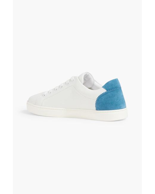 Dolce & Gabbana Blue Logo-appliquéd Leather And Suede Sneakers