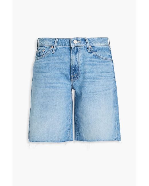 Mother Blue Jeansshorts mit fransen