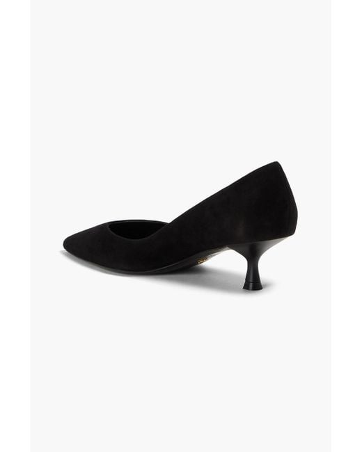 Stuart Weitzman Black Eva 50 Suede Pumps