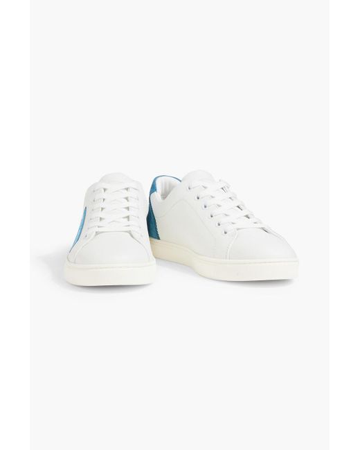 Dolce & Gabbana Blue Logo-appliquéd Leather And Suede Sneakers