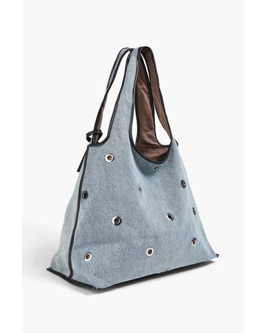 3.1 Phillip Lim Blue Eyelet-Embellished Denim Shoulder Bag