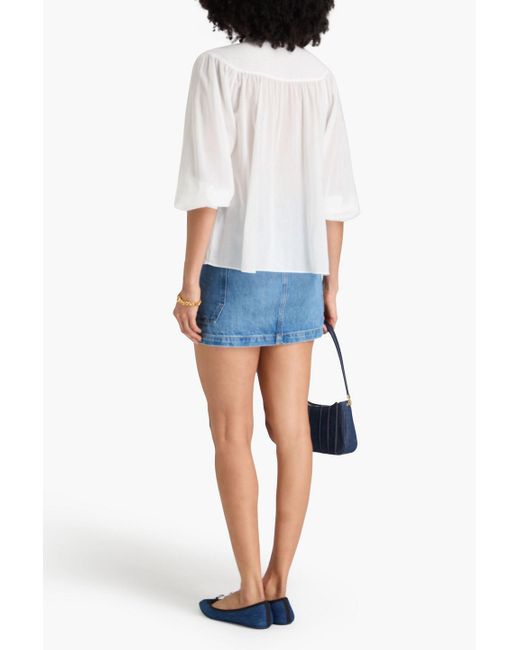 FRAME White Cotton-mousseline Blouse