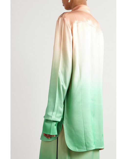 Jil Sander Green Oversized Tie-Detailed Dégradé Satin Shirt