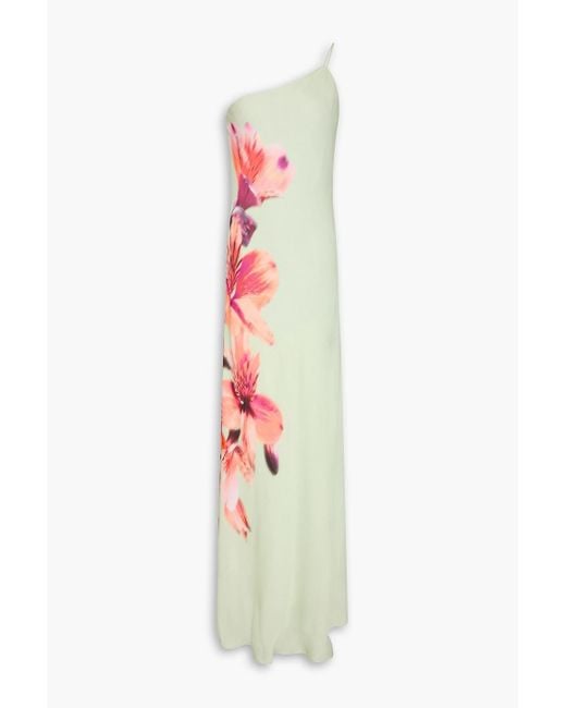 10 Crosby Derek Lam White Milou One-shoulder Floral-print Crepe Gown