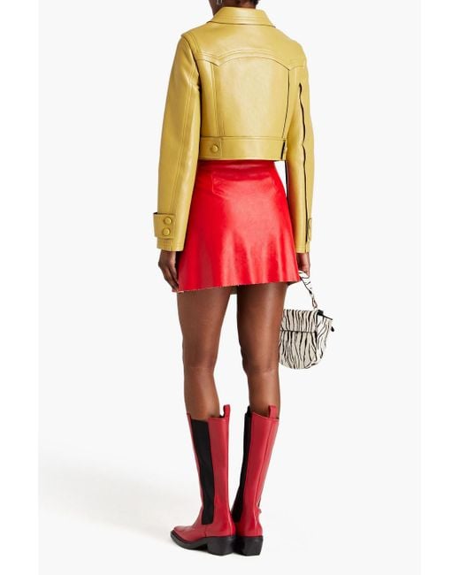 Stand Studio Yellow Quatro Cropped Faux Leather Jacket