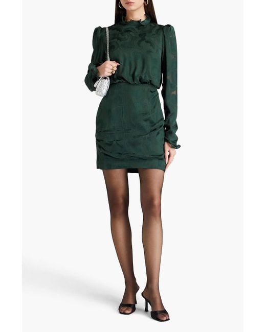 Saloni Green Rinab minikleid aus jacquard mit rüschen