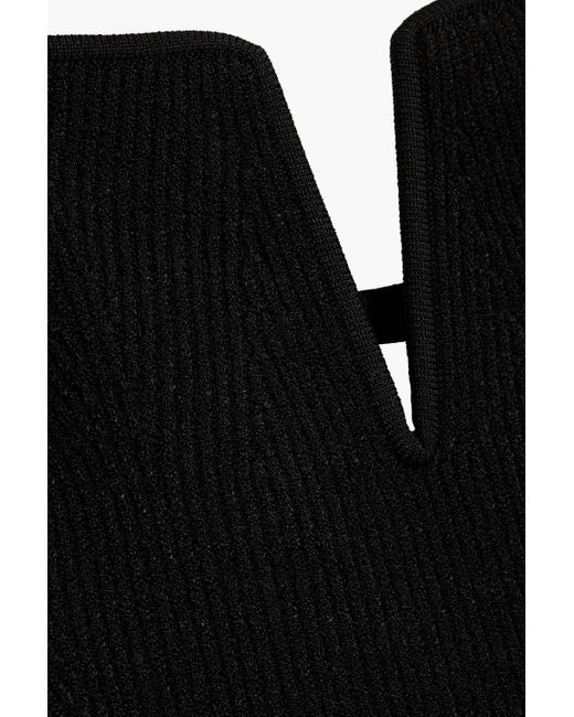Galvan Black Ophelia Chain-embellished Ribbed-knit Midi Dress