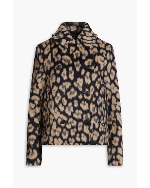Rag & Bone Black Alfie Leopard-print Brushed Wool And Alpaca-blend Coat